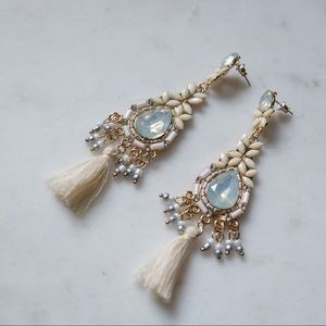 Cream opalescent statement earrings